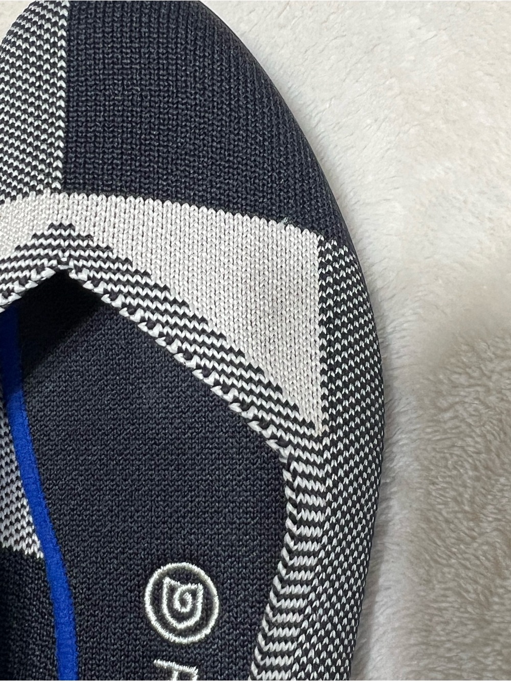 Rothy’s The Flat Size 7.5 Black Ivory Geometric Colorblock Knit Ballet Flats - Picture 5 of 10